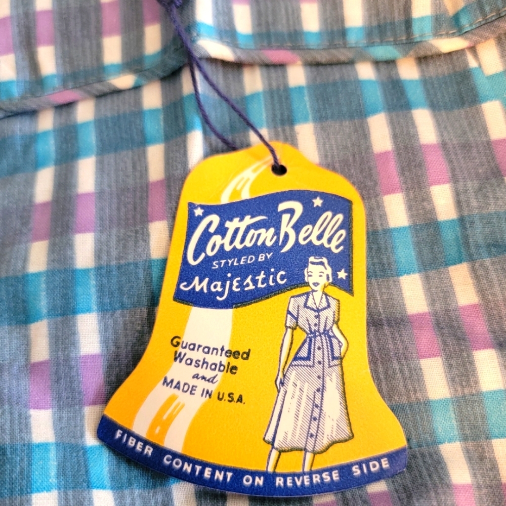 Original Vintage 1950s Cotton Belle Majestic Frocks Hang Tag Ephemera
